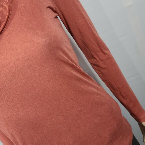 J.crew Burnt Orange long Sleeve Ruffled Neck Top - Picture 5 of 9